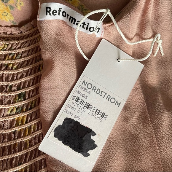 NWT Reformation Emersyn Floral Pink Midi Slip Dress Size 0 - Picture 7 of 8